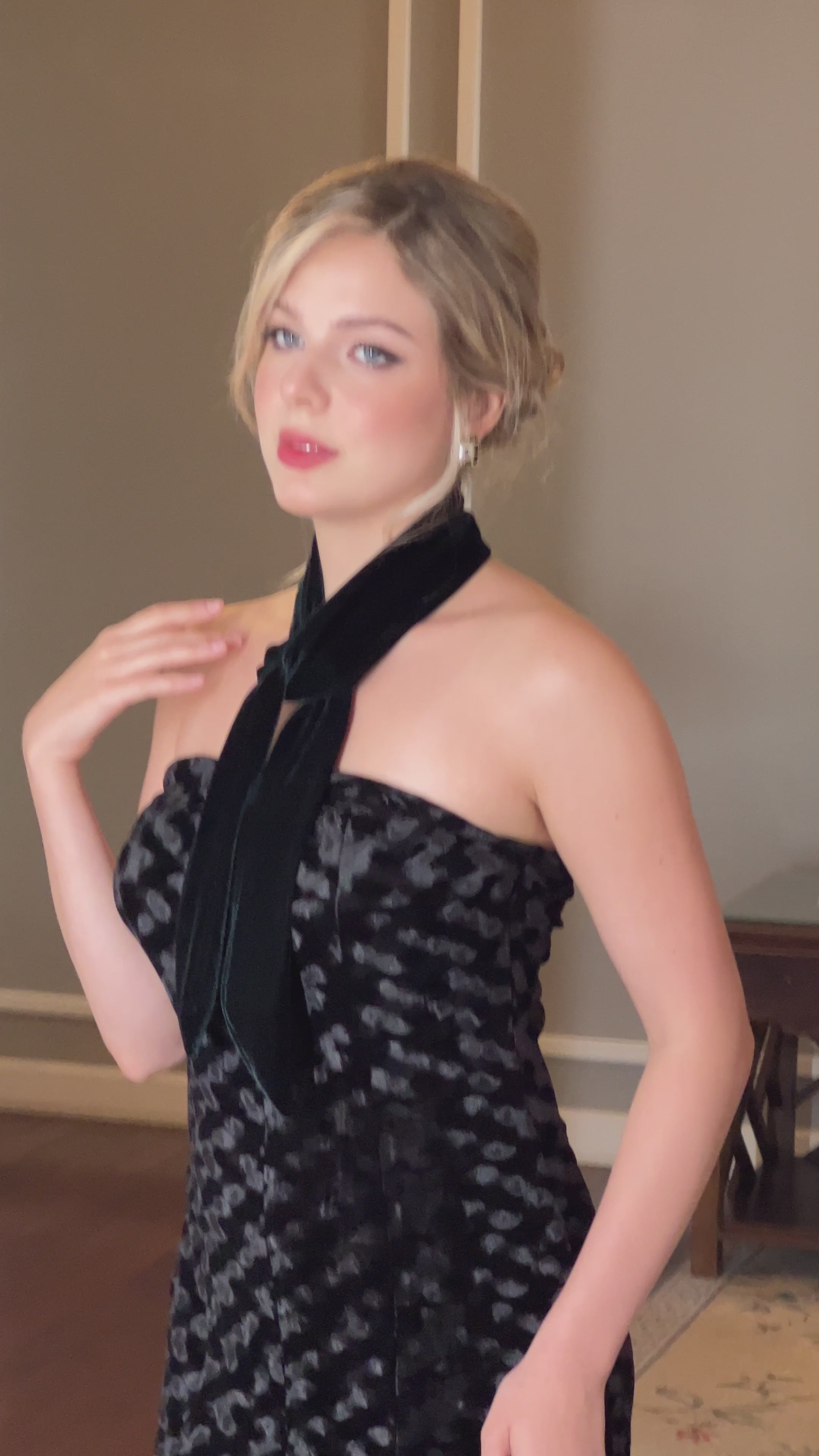 handmade green velvet skinny scarf