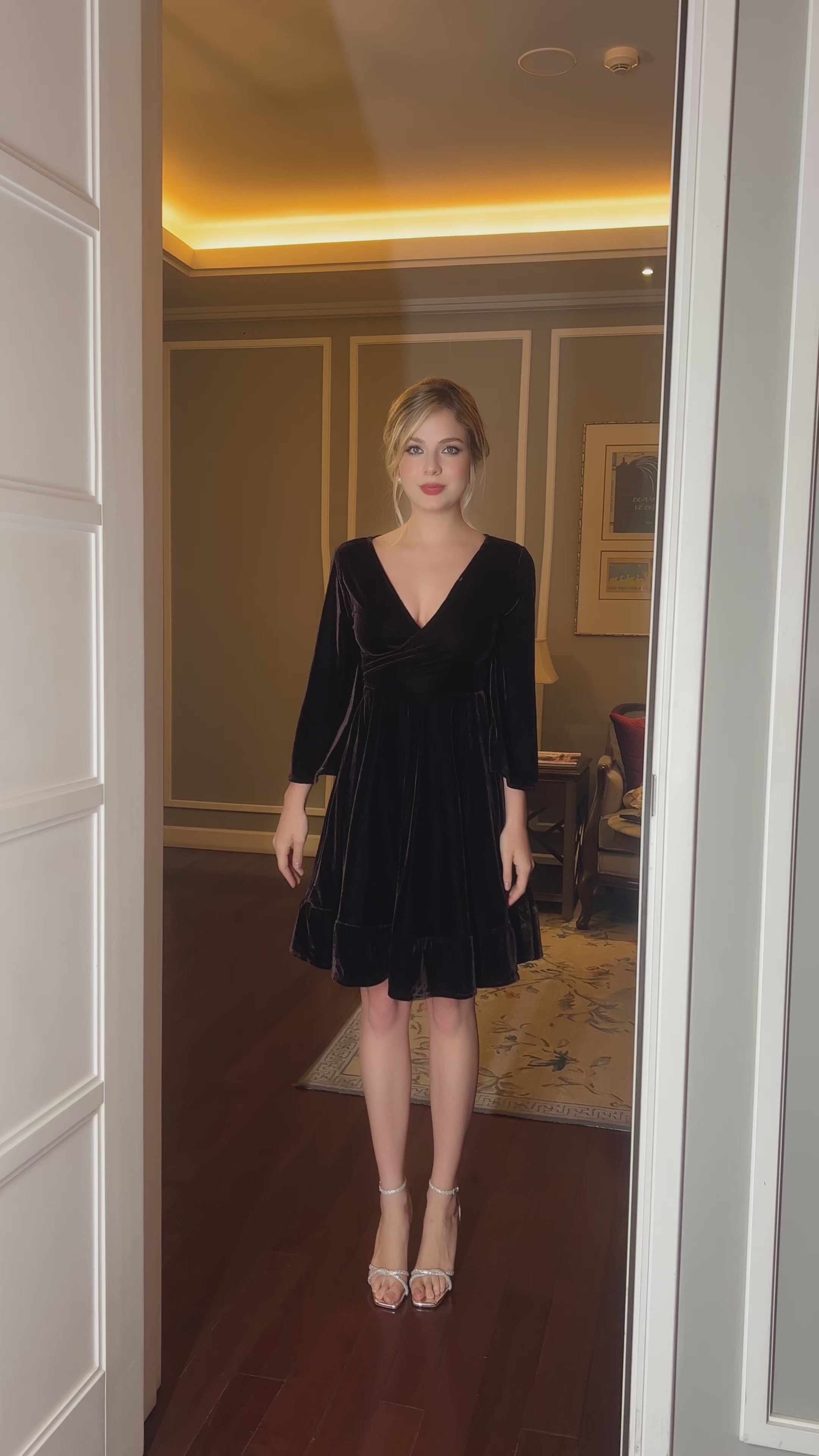 a line velvet dress