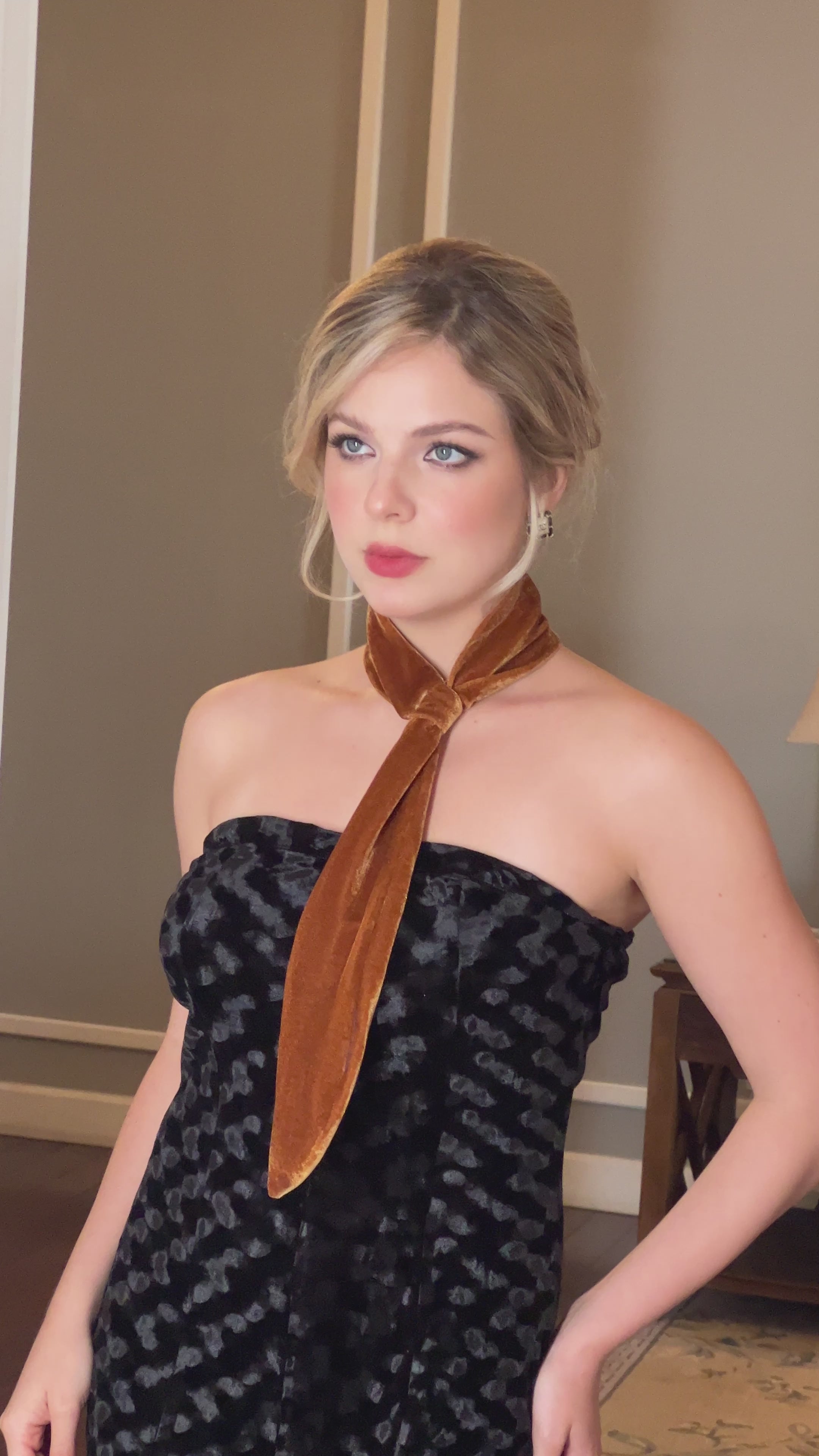 elegant thin velvet scarf for women