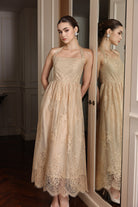 Sleeveless lace halter dress