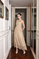 Sleeveless lace halter dress