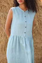 Sleeveless linen button dress