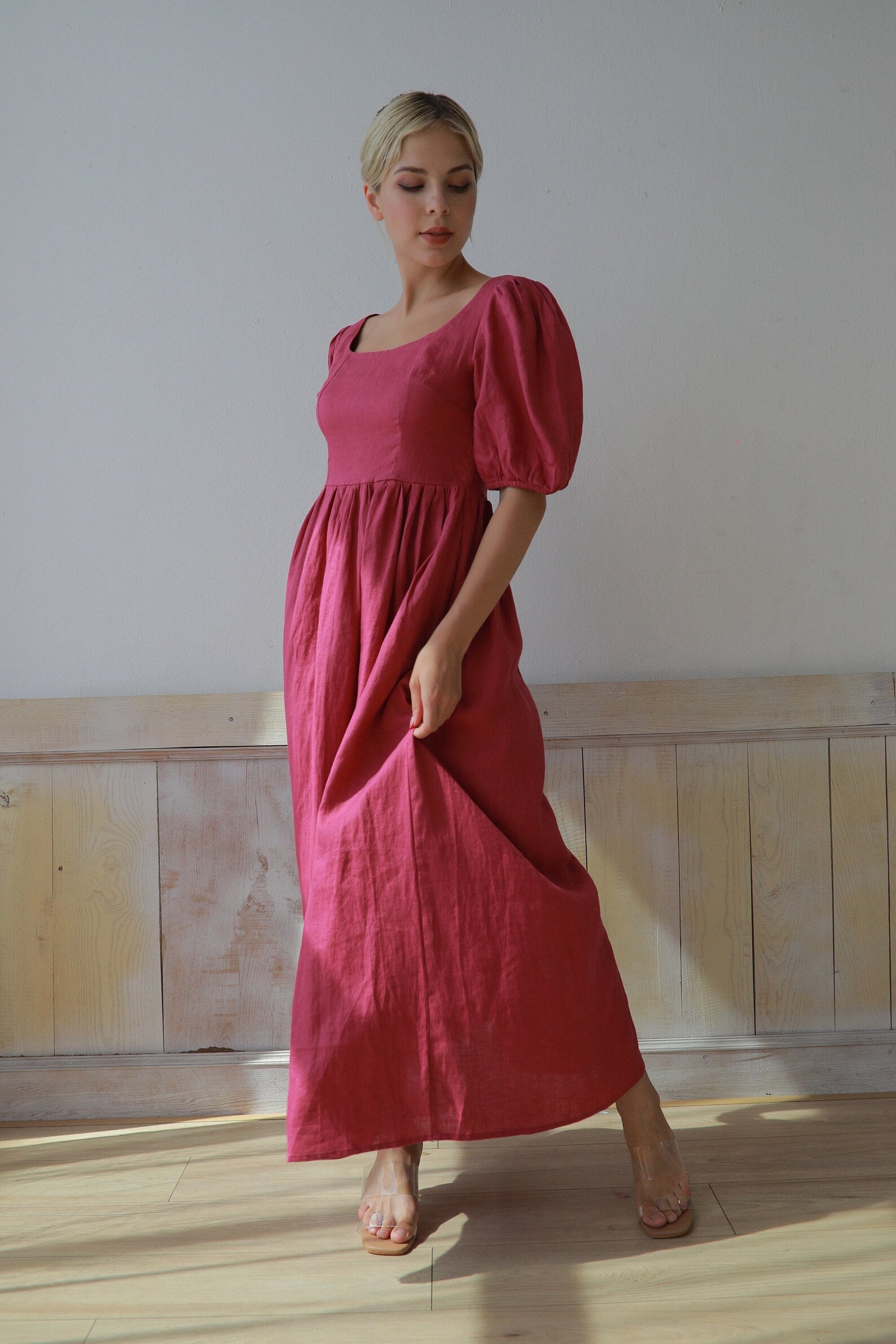 Summer linen maxi gown