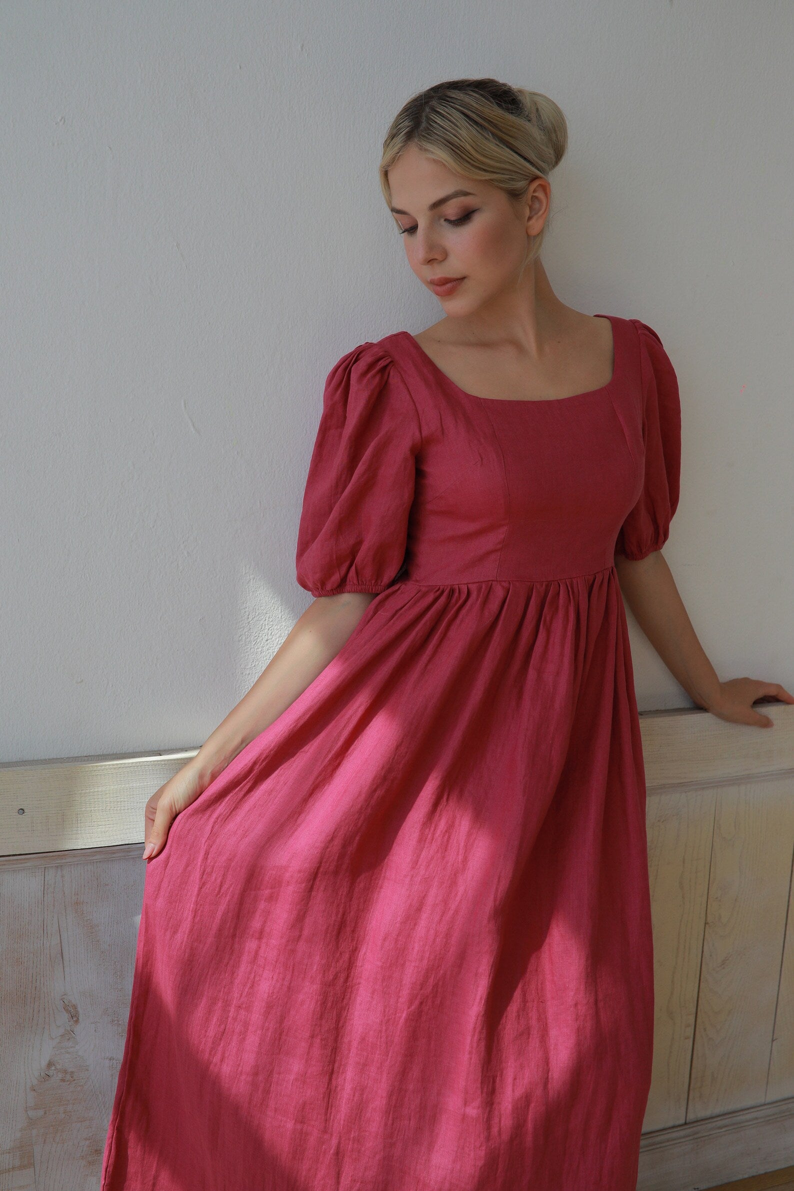Summer linen maxi gown