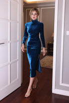 Turtleneck velvet dress