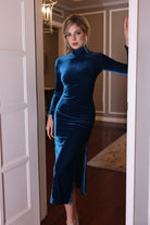 Turtleneck velvet dress