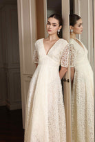 V-neck lace maxi dress