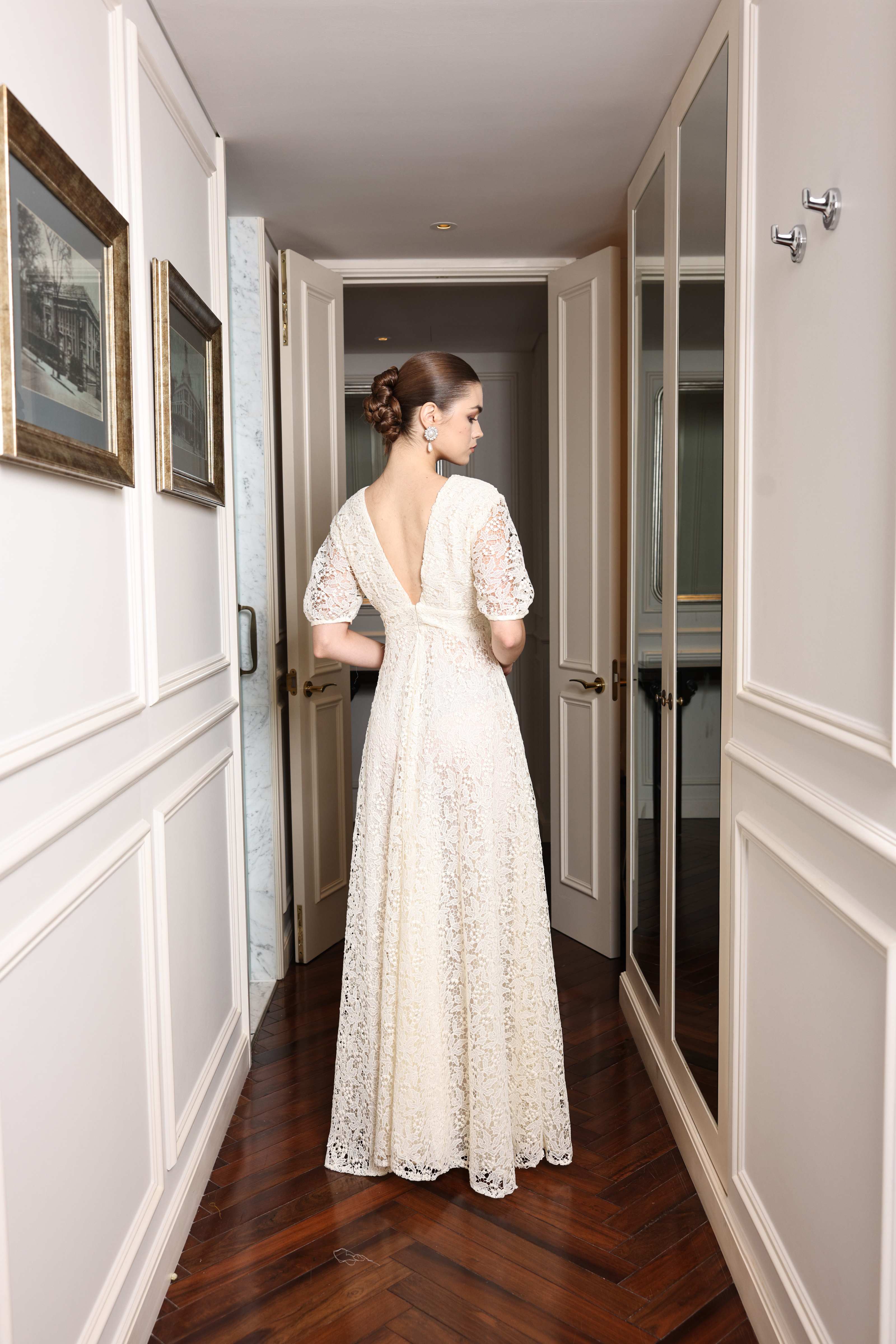 V-neck lace maxi dress