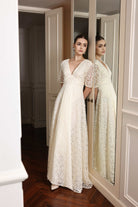 V-neck lace maxi dress