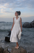 V-neck summer linen dress