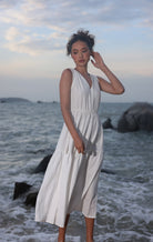 V-neck summer linen dress