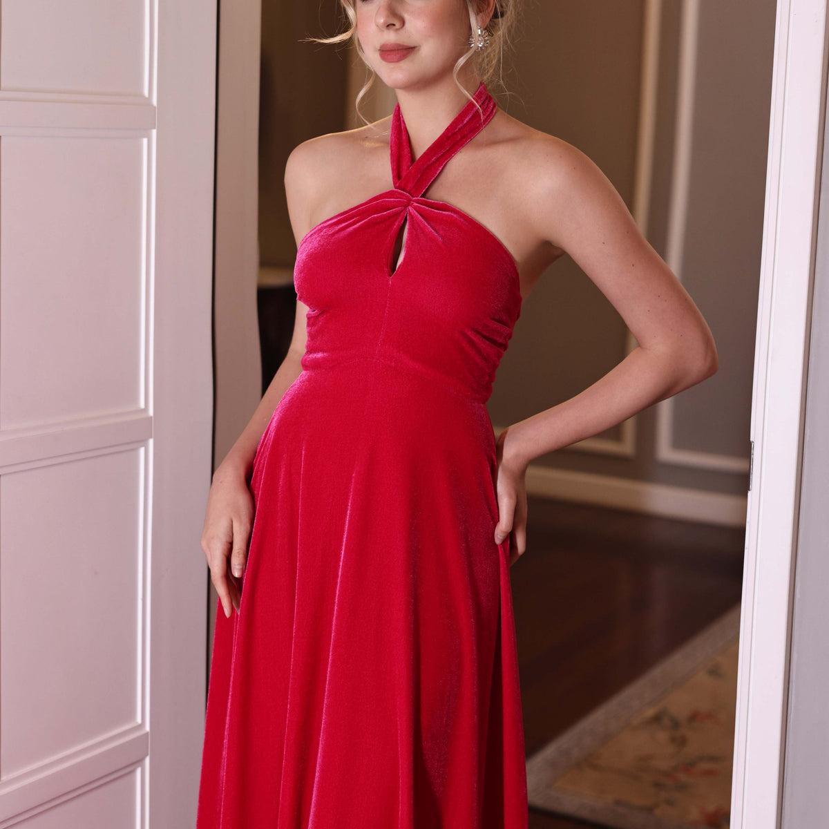 Velvet halter formal dress CINDY MYAN ATELIER Velvet halter formal dress CINDY MYAN ATELIER