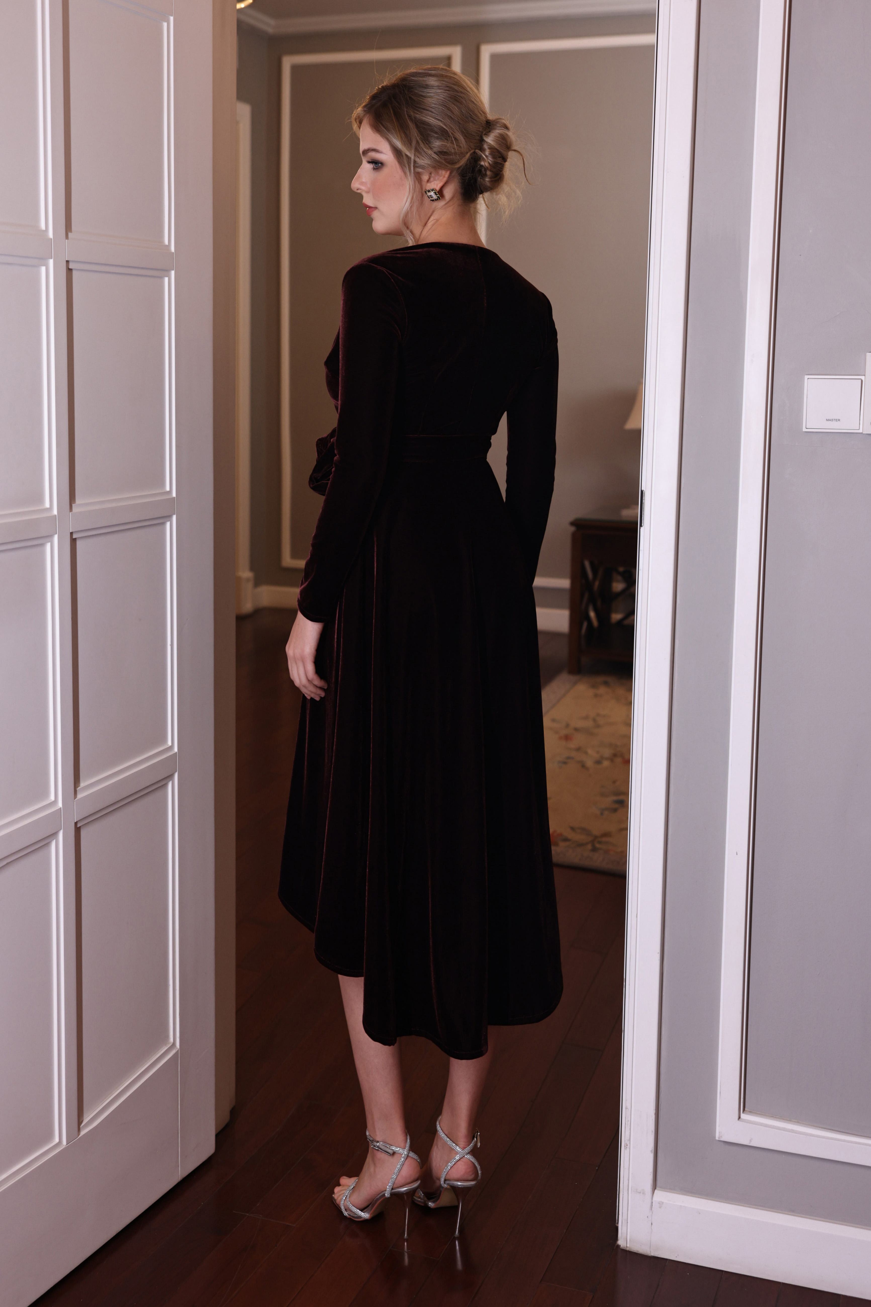 wedding guest velvet dress