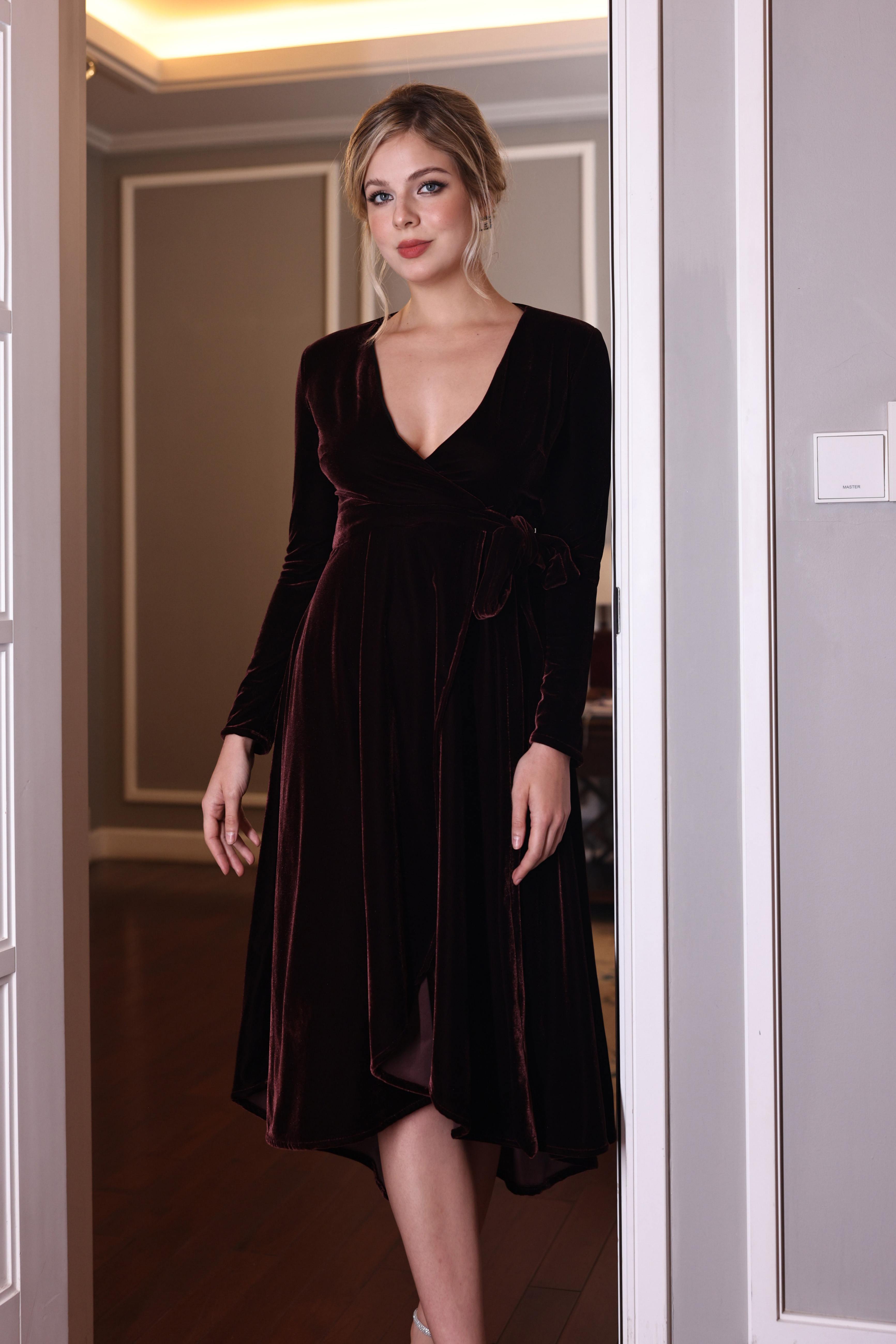 wedding guest velvet dress