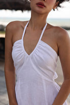 White linen maxi dress
