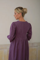 a line linen midi dress