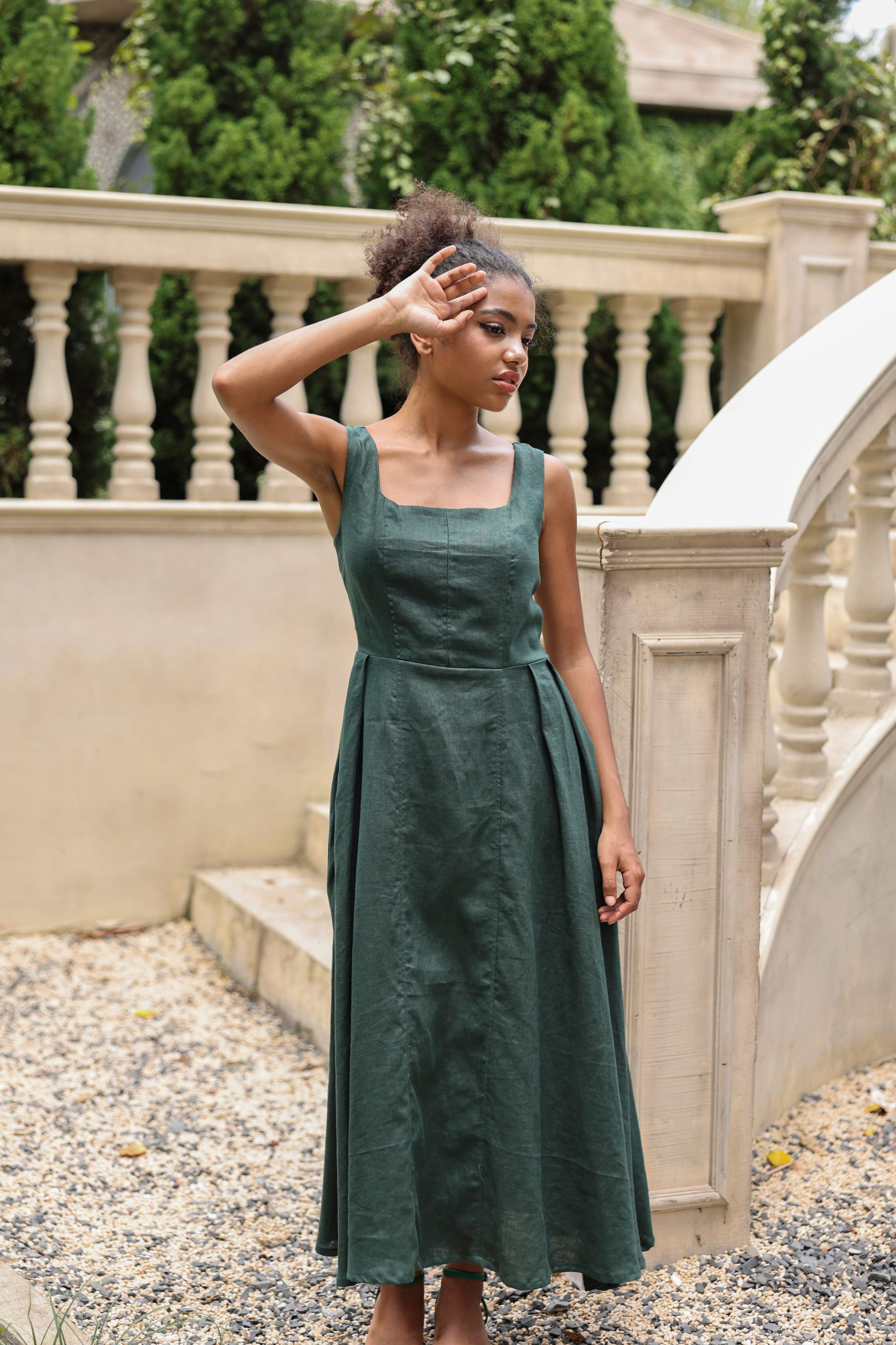 A-line summer linen dress