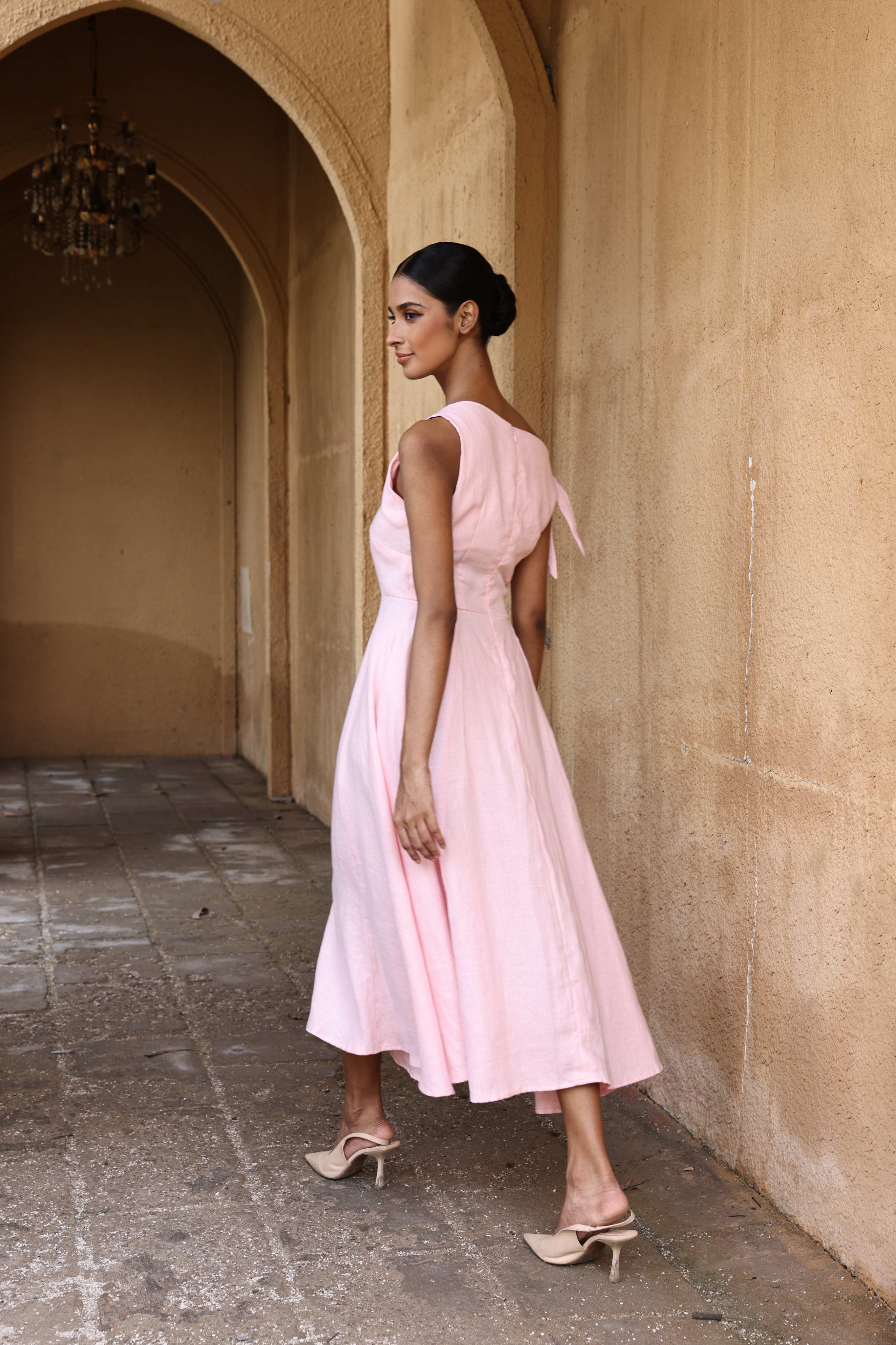 Asymmetric linen dress