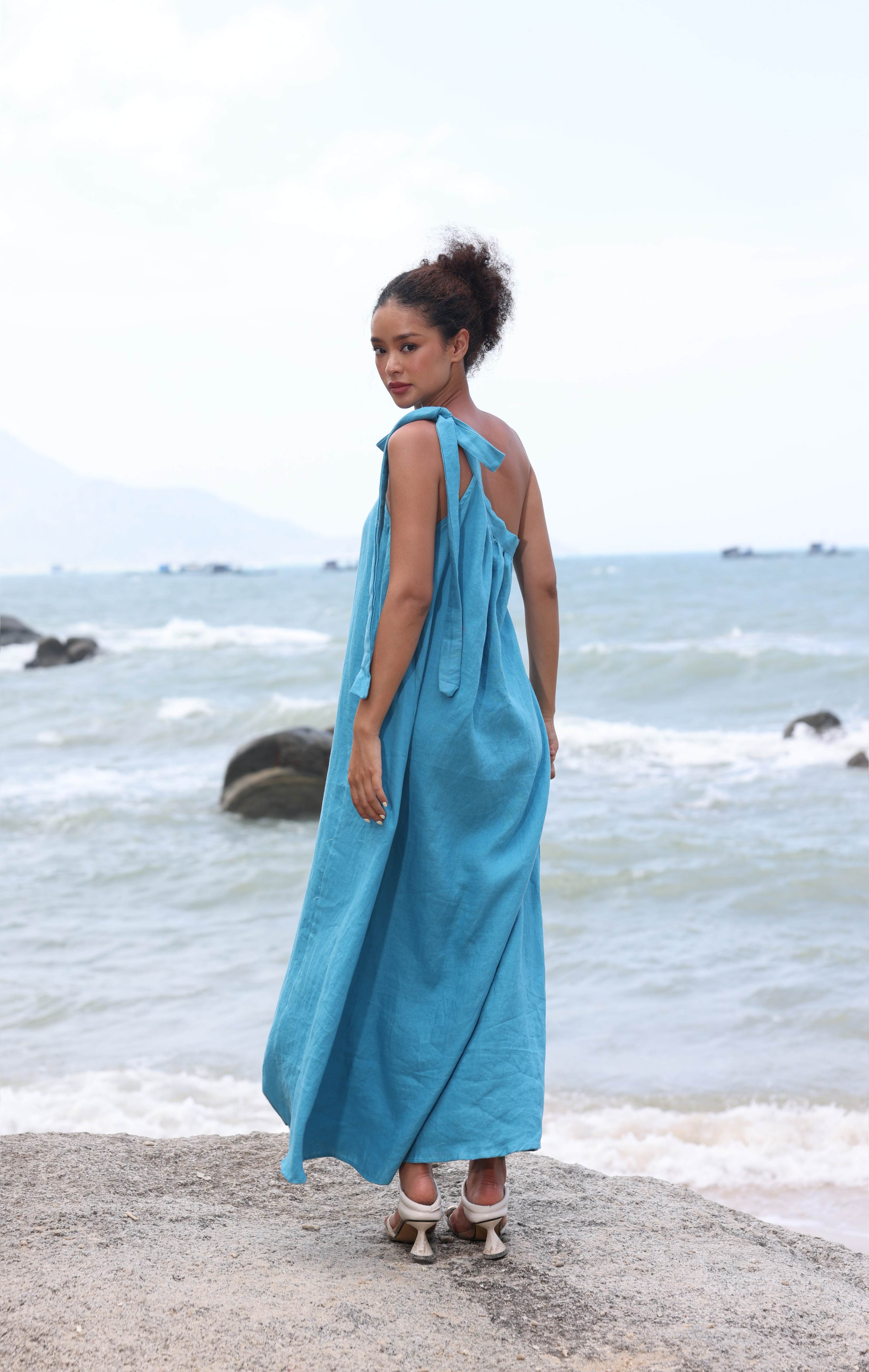 Asymmetrical linen dress