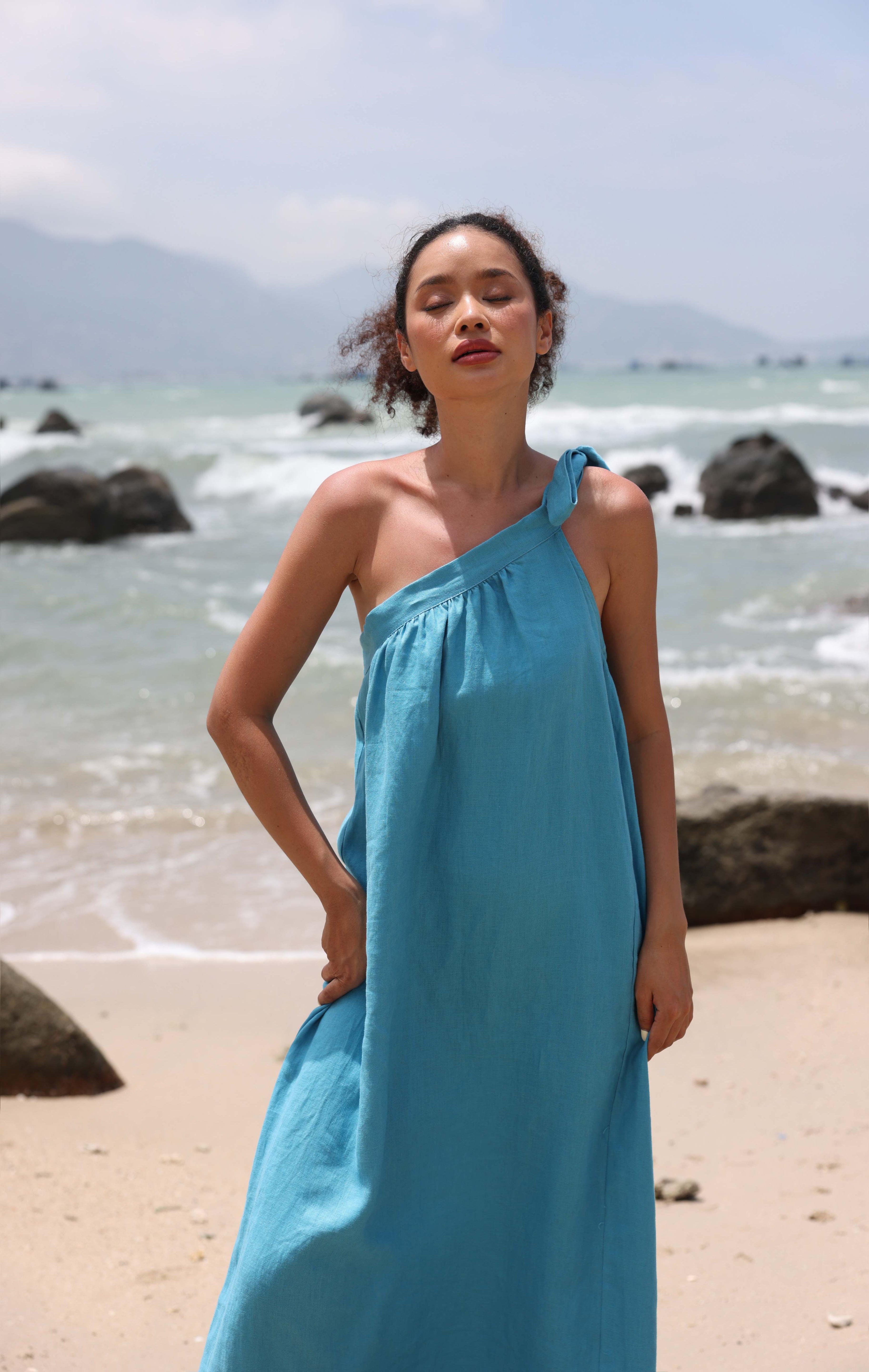 Asymmetrical linen dress