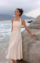 Back tie linen dress