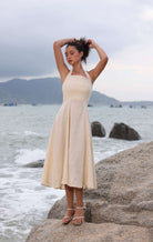 Back tie linen dress