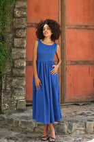 Backless linen midi dress