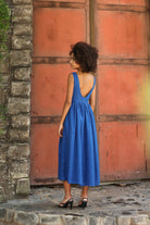 Backless linen midi dress