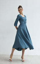 Belted linen dress