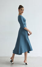 Belted linen dress