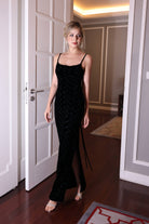 black velvet bodycon dress