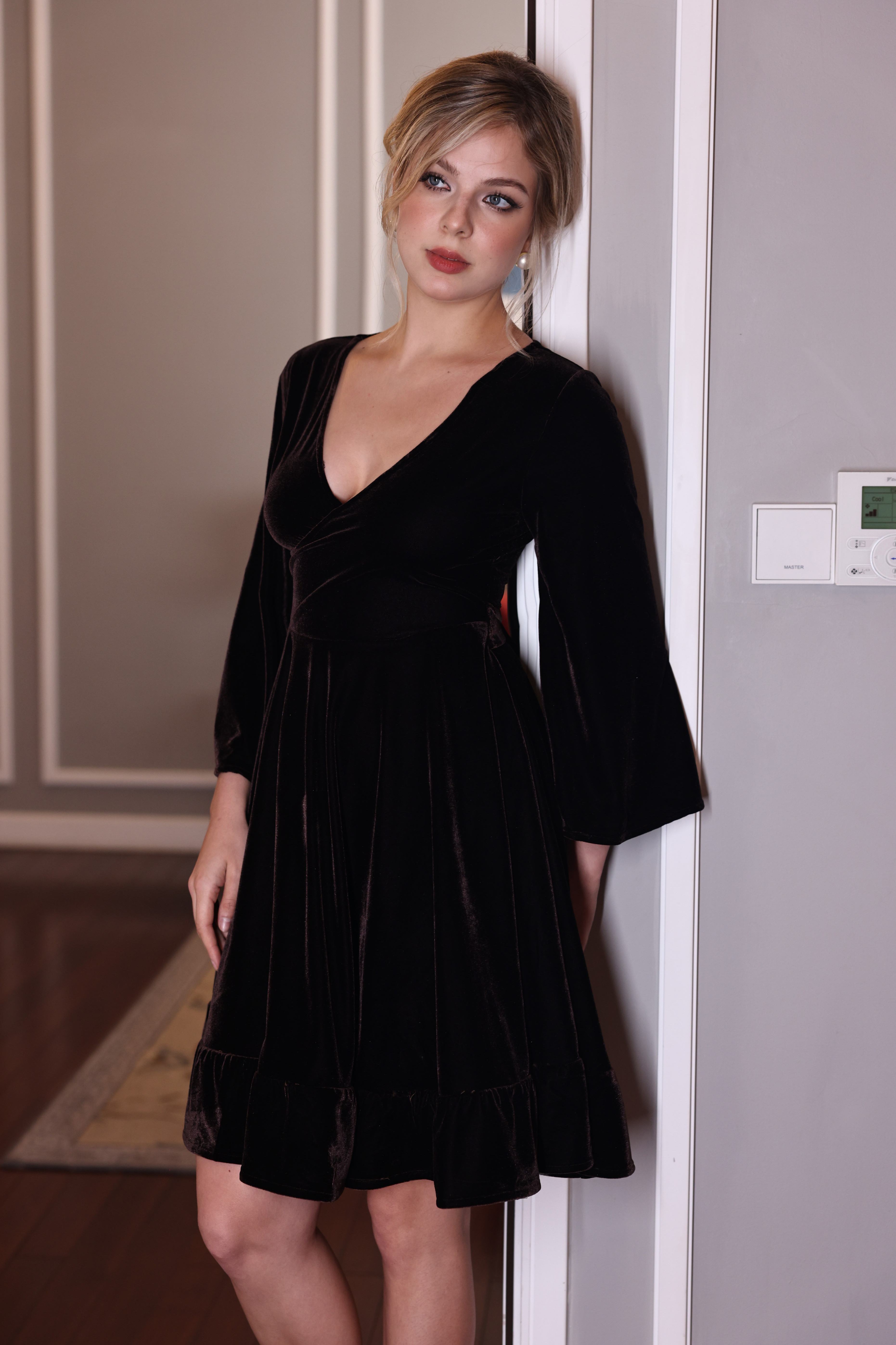 black velvet mini dress