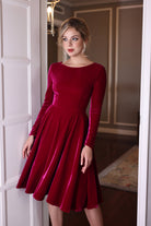 boat neck velvet dress