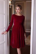 boat neck velvet dress