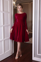 boat neck velvet dress