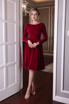 boat neck velvet dress