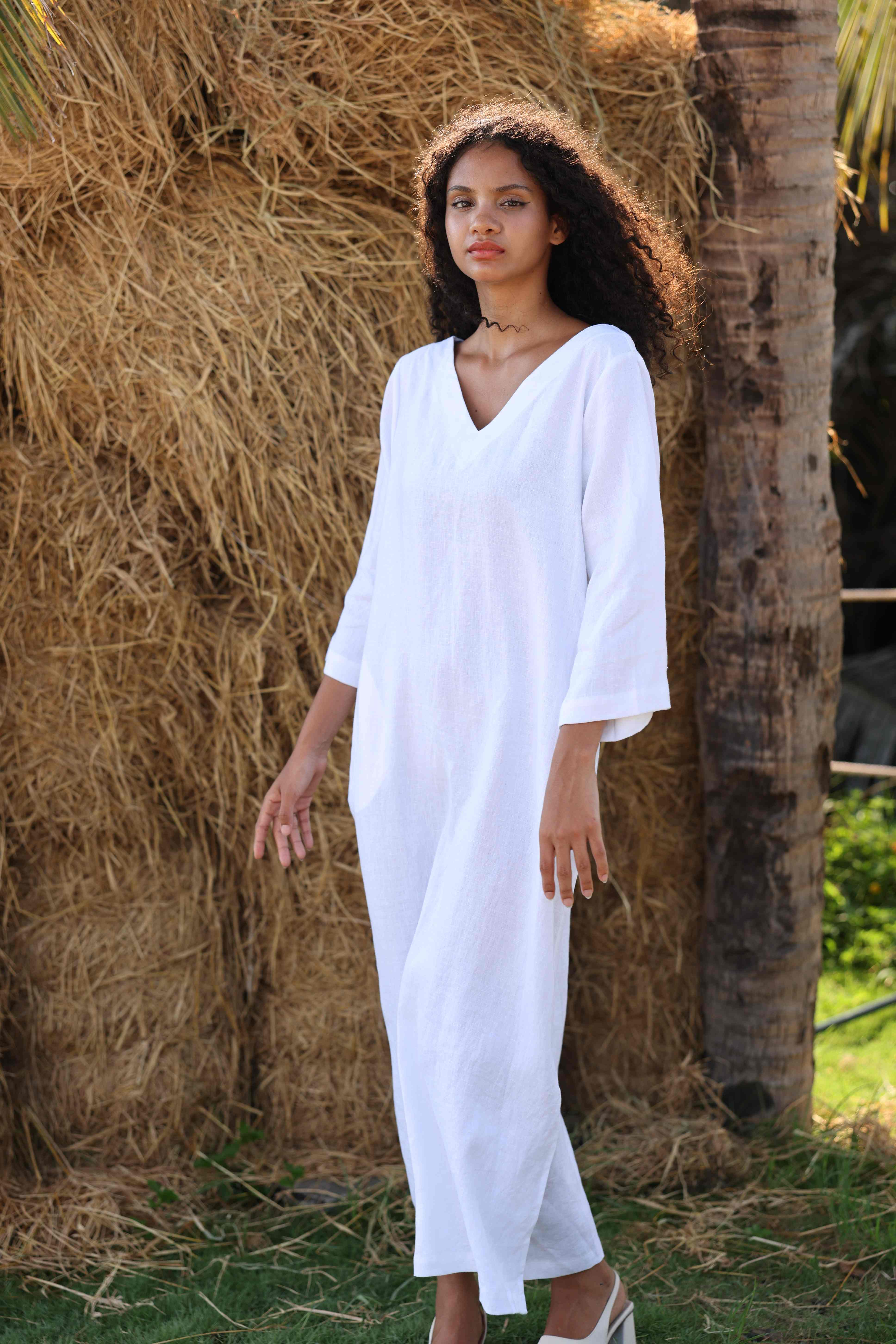 bohemian midi linen dress 