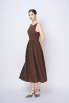 Brown sleeveless linen dress