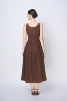 Brown sleeveless linen dress