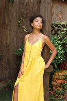 Button front linen summer dress
