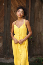 Button front linen summer dress