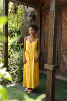 Button front linen summer dress