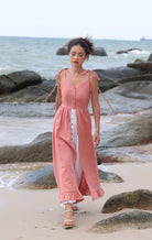 Button front linen sundress