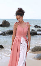 Button front linen sundress