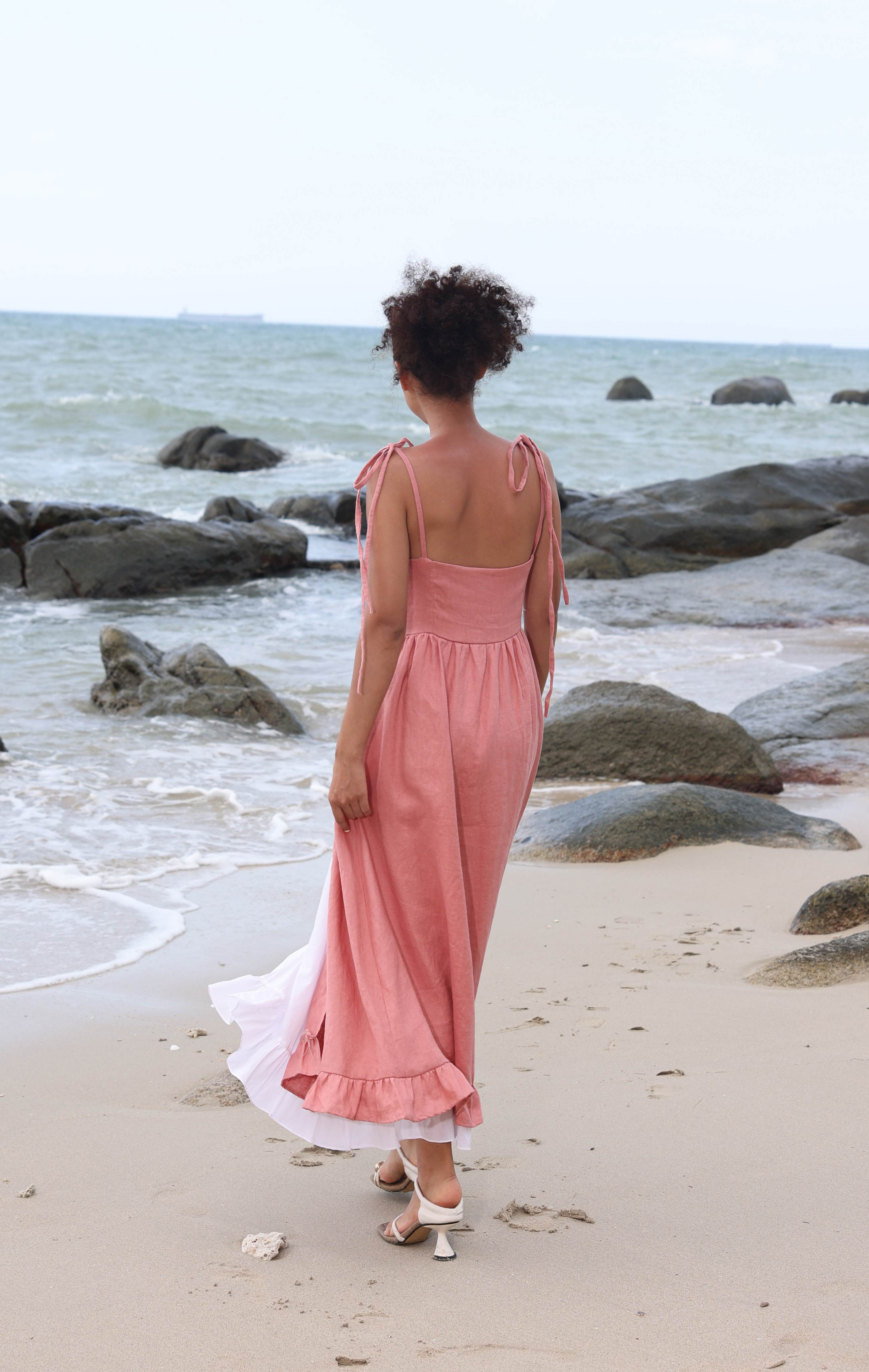 Button front linen sundress