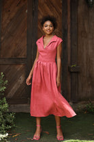 Cap sleeve linen dress