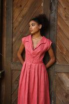 Cap sleeve linen dress