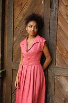 Cap sleeve linen dress