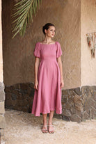 Casual linen midi dress