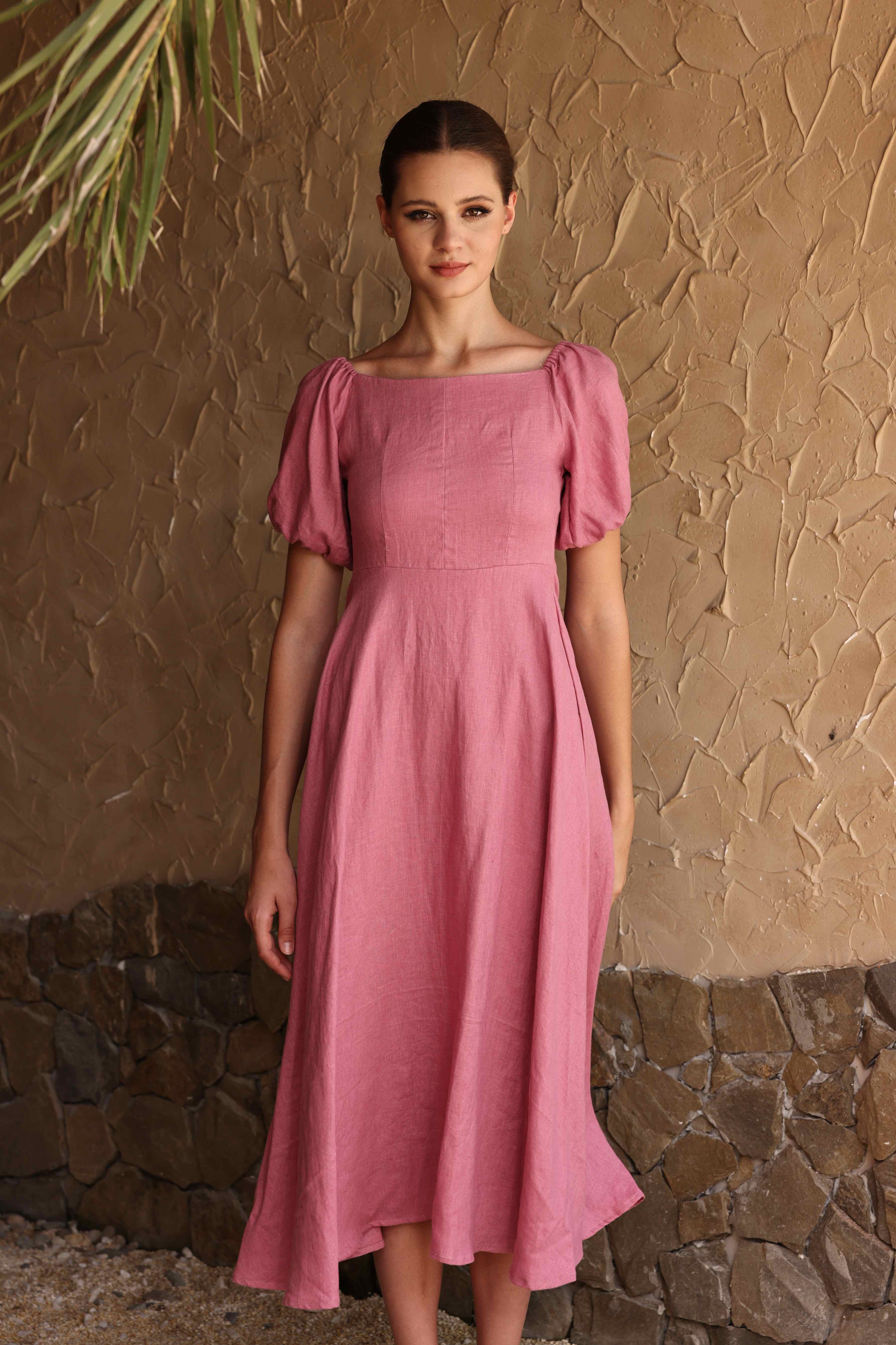 Casual linen midi dress